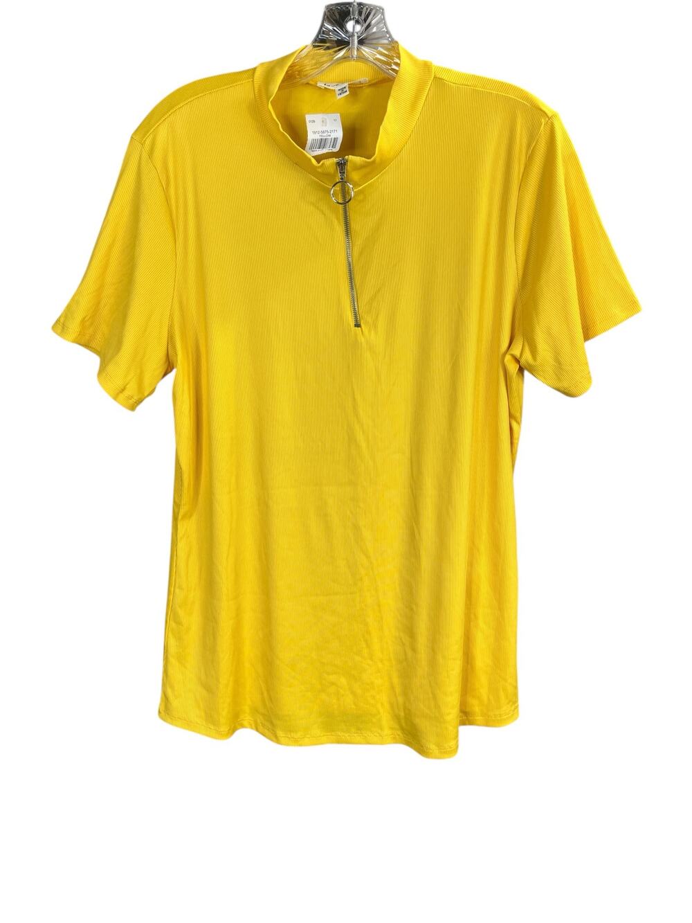 Love J Short Sleeve  Yellow Rib Knit Top 2X NWT